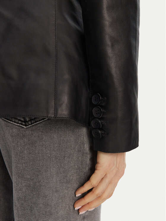Serge Pariente Serge Pariente Usnjena jakna Caprice Črna Slim Fit