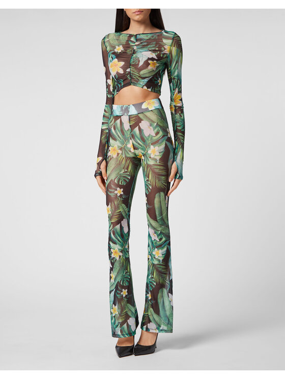 PHILIPP PLEIN PHILIPP PLEIN Spodnie materiałowe 2545 Zielony Flare Fit