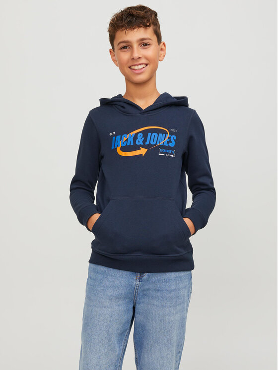 Jack&Jones Junior Džemperis ar kapuci 12247700 Tumši zils Standard Fit