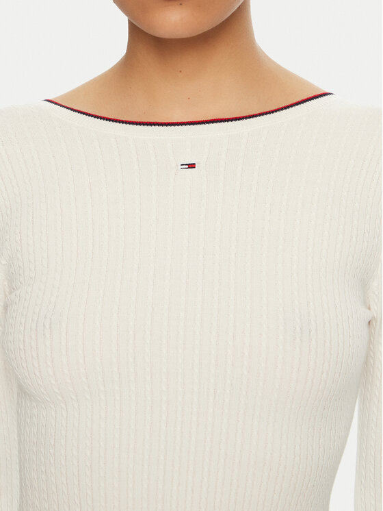 Tommy Jeans Tommy Jeans Sukienka dzianinowa DW0DW19469 Écru Slim Fit