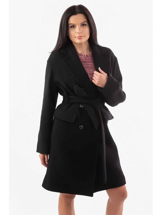 PINKO PINKO Vlněný kabát GIACOMINO 1 Černá Regular Fit