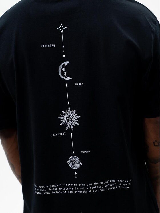 MyStars MyStars T-Shirt Szeroka luźna Celestial 125051 Czarny Oversize