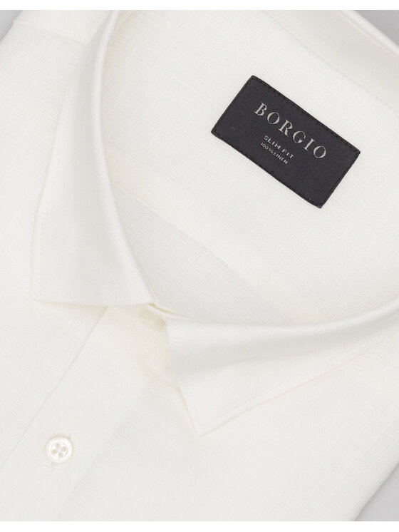 Borgio Borgio Koszula linosa 00667 Biały Slim Fit