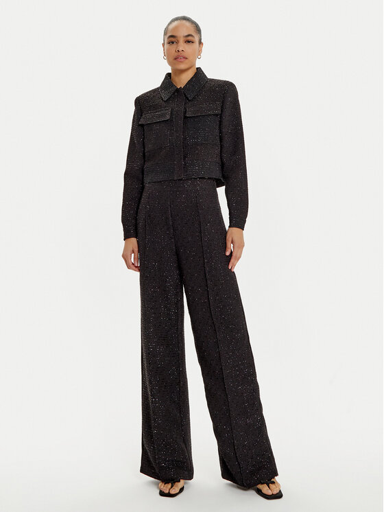 LOLA CASADEMUNT LOLA CASADEMUNT Spodnie materiałowe MF2414024 Czarny Wide Leg