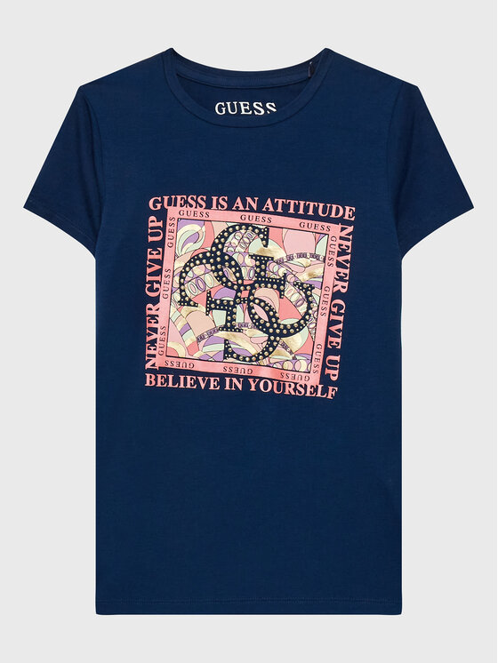 Guess T-krekls J3GI07 KAPO0 Zils Regular Fit