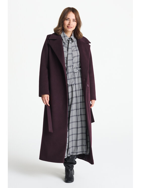 Salme Salme Płaszcz wełniany Verona maxi Fioletowy Regular Fit