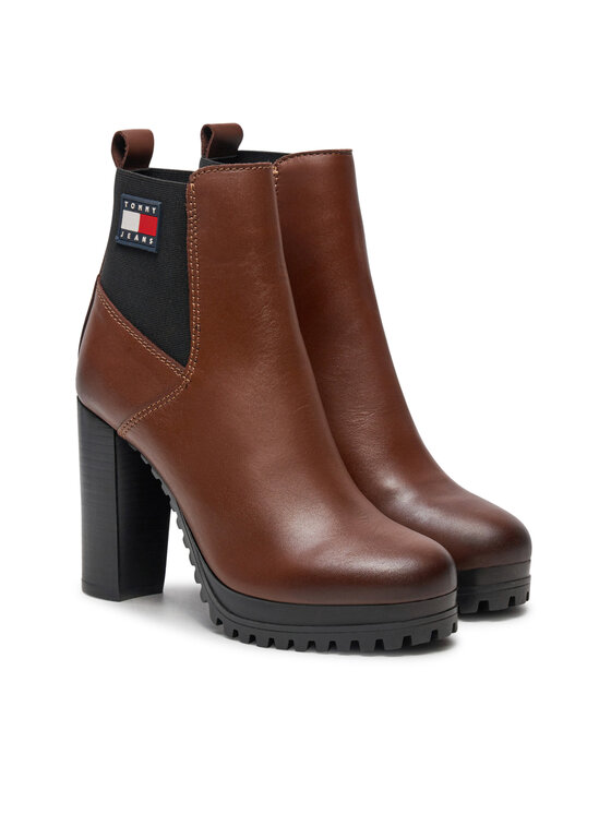 Tommy Jeans Tommy Jeans Škornji Tjw New Ess High Heel Boot EN0EN02439 Rjava