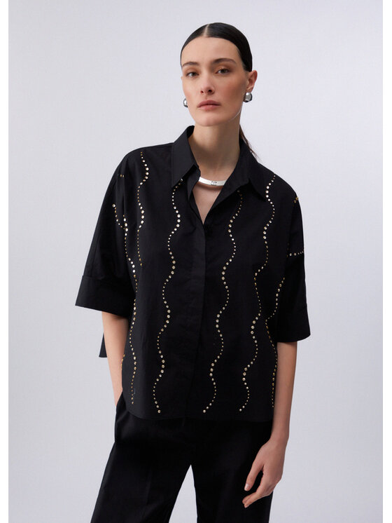 Liu Jo Liu Jo Koszula CA6345TS24622222 Czarny Loose Fit