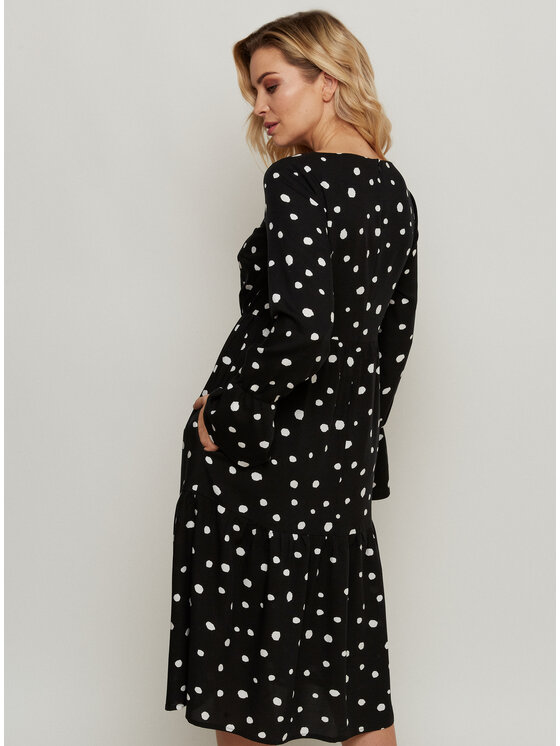 Bubala Bubala Sukienka codzienna Dots B&W Czarny Feminine Fit