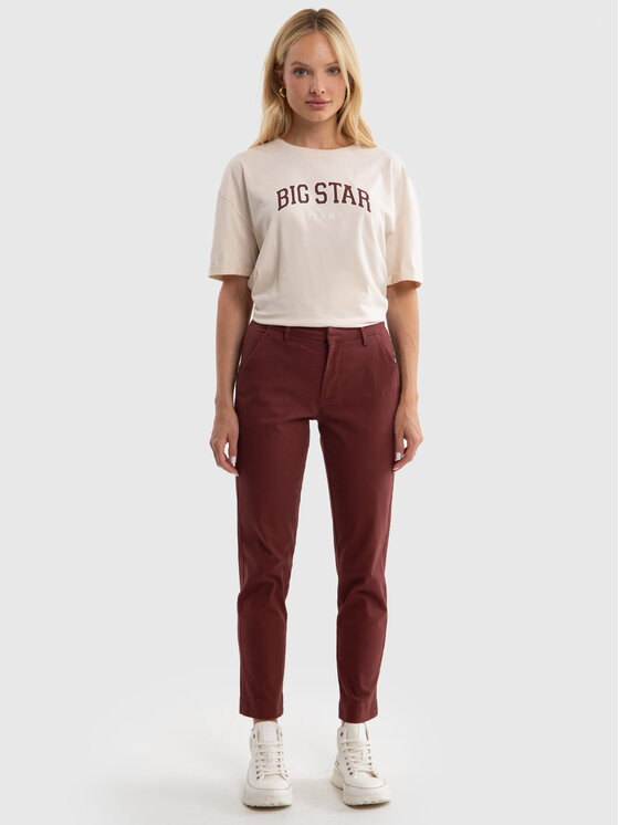 BIG STAR BIG STAR Chinosy DANAI Bordowy Slim Fit