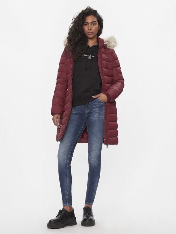 Tommy Jeans Tommy Jeans Daunenjacke Essential DW0DW09060 Dunkelrot Slim Fit