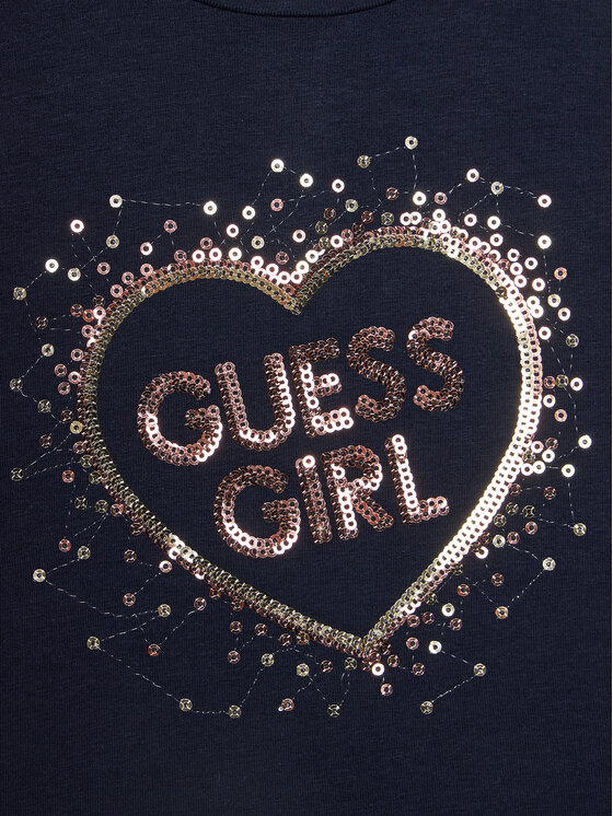Guess Guess Póló K4RI25 K6YW4 Sötétkék Boxy Fit