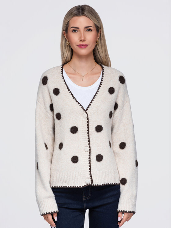 Ombre Ombre Sweter OW-SW-E0022 Beżowy Slim Fit