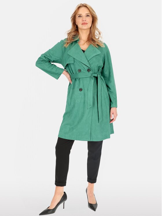 Perso Perso Płaszcz przejściowy BLE252325F Zielony Regular Fit