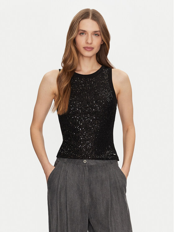 Guess Top W5GP06 KCS10 Čierna Regular Fit