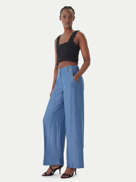 Fracomina Fracomina Palazzo kelnės FS26SV3005D46901 Mėlyna Wide Leg