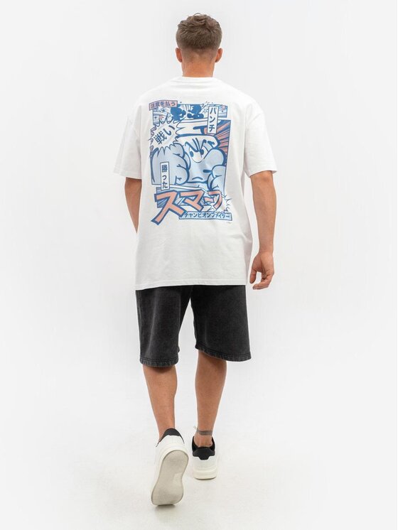 Smerfy Smerfy T-Shirt Koszulka Z Krótkim Rękawem Oversize Męska Biała Smerfy Scene S Biały Oversize