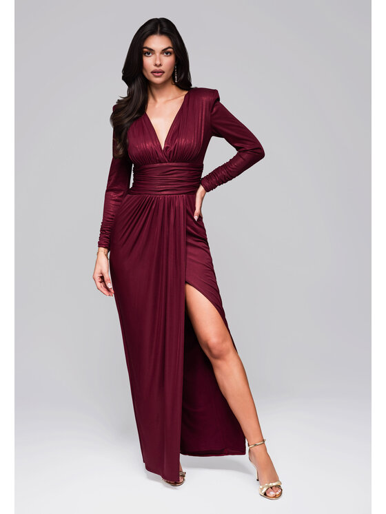 Ombre Ombre Sukienka wieczorowa LA-OM-DLR257 Bordowy Regular Fit