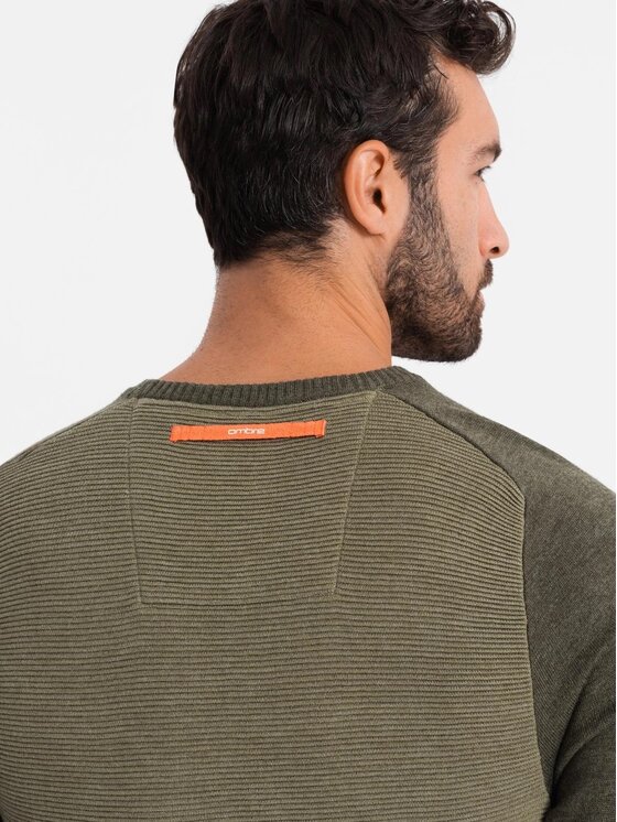 Ombre Ombre Svetr OM-SWSW-0121 Zelená Regular Fit