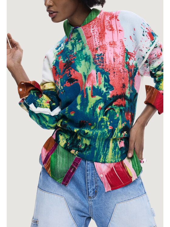 Desigual Desigual Sweter REPRIS_JERS_PINTURA Czerwony Modern Fit