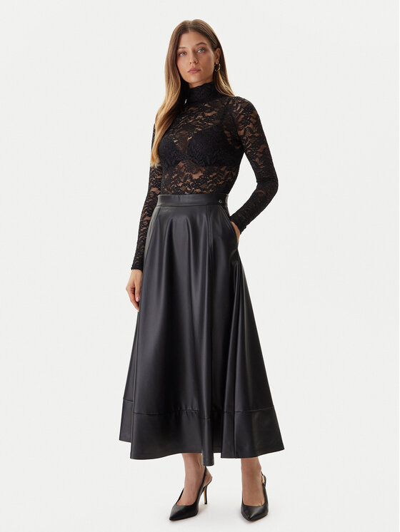 Guess Guess Fustă din imitație de piele W5BD71 K8S30 Negru Regular Fit