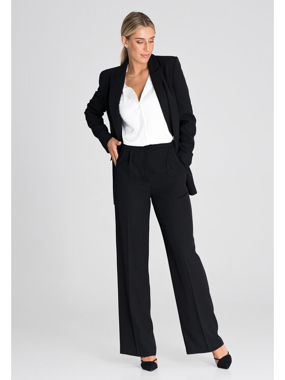 FIGL FIGLFIGL Pantaloni da donna M949 Nero Regular Fit