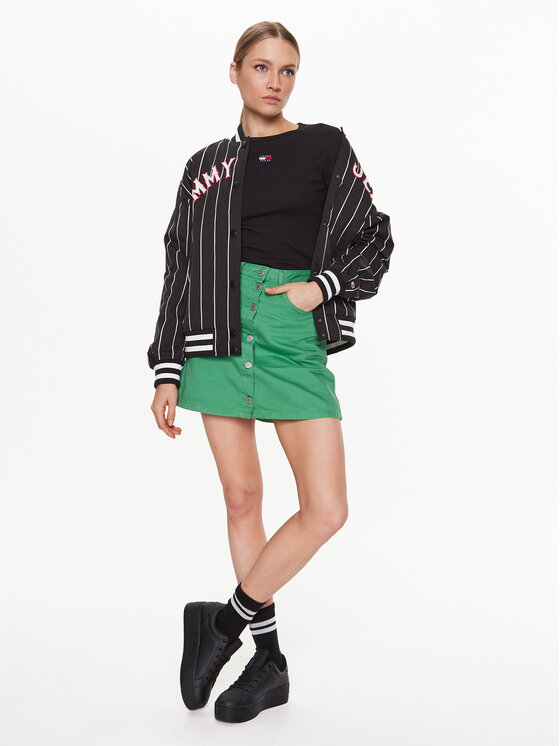 Tommy Jeans Tommy Jeans Spódnica trapezowa A-Line DW0DW15663 Zielony Regular Fit