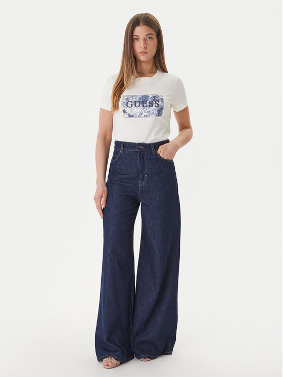 Guess Guess Marškinėliai W6GP02 K2753 Écru Regular Fit