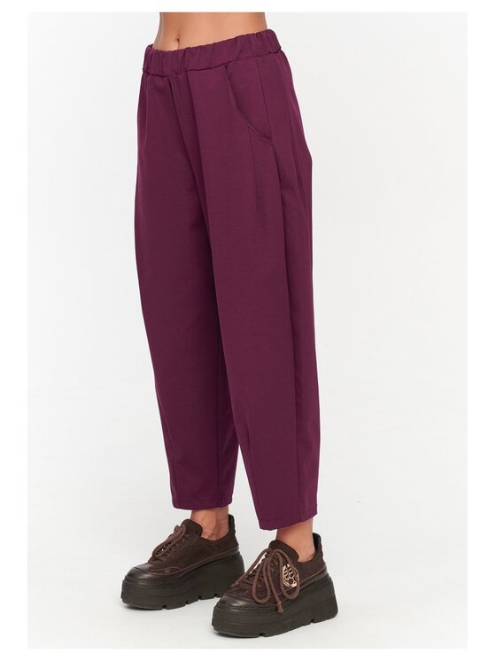 Makadamia Makadamia Spodnie materiałowe C79 Bordowy Loose Fit