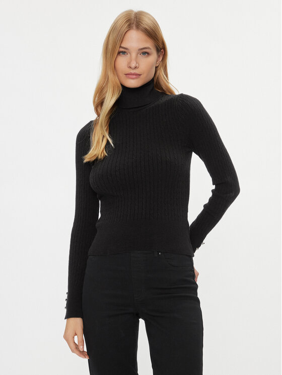ONLY Bluză cu gât 15306928 Negru Regular Fit