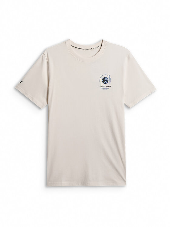 4F 4F T-Shirt ESSENTIALS Kremowy Regular Fit