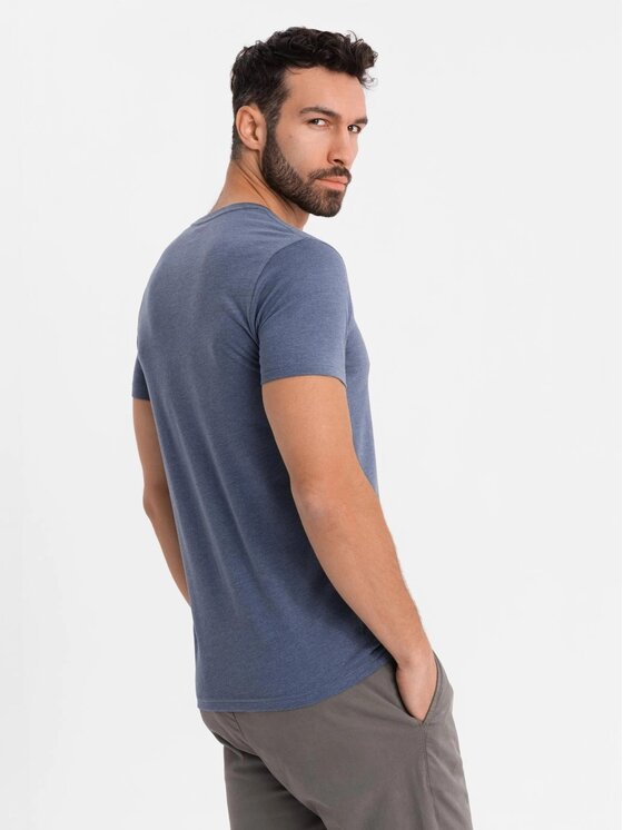 Ombre Ombre T-Shirt OM-TSBS-0237 Niebieski Regular Fit