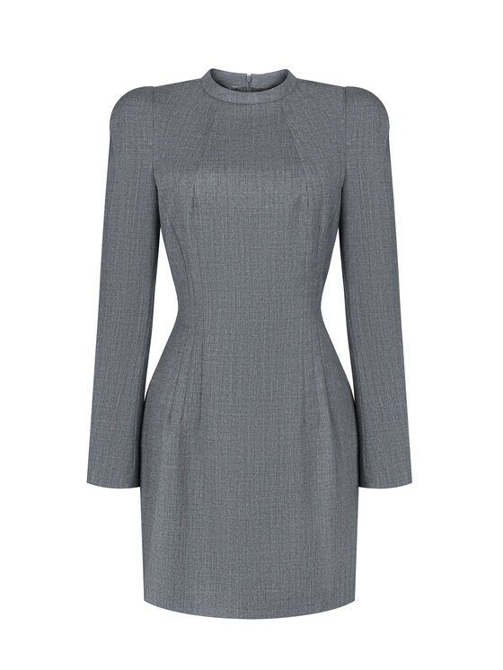 BENU BENU Sukienka codzienna Garniturowa Szary Slim Fit