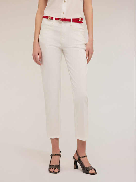 Motivi Motivi Pantaloni di tessuto P739Q003911N011 Bianco Regular Fit