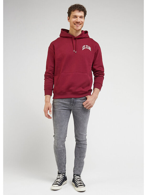 Lee Lee Bluza VARSITY HOODIE Czerwony Loose Fit
