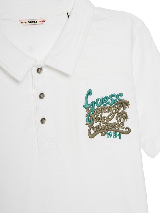 Guess Guess Тениска с яка и копчета L5GP01 K6XN4 Бял Regular Fit