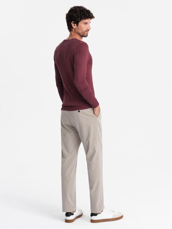Ombre Ombre Svetr OM-SWBS-0106 Bordó Regular Fit