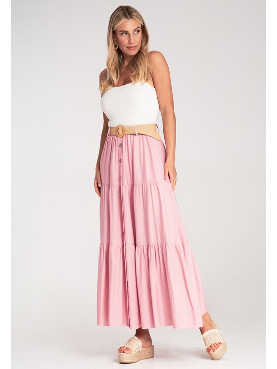FIGL FIGL Maxi sukňa M1222 Ružová Straight Fit