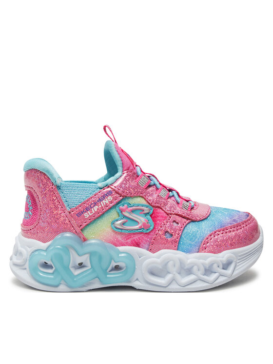 Skechers Sneakersy Infinite Heart Lights 303755N/PKMT Strieborná
