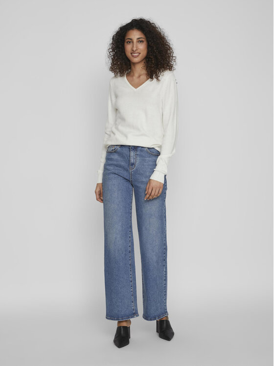 Vila Vila Pulover Ril 14042769 Alb Regular Fit