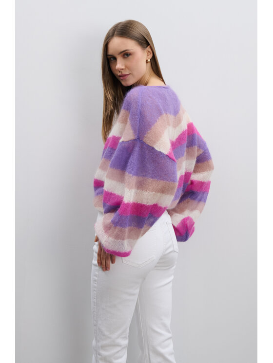 Fobya Fobya Sweter F2110 Fioletowy Basic Fit