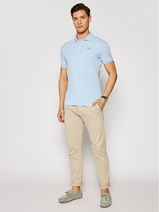La Martina La Martina Polo Piquet CCMP02 PK001 Svijetloplava Slim Fit