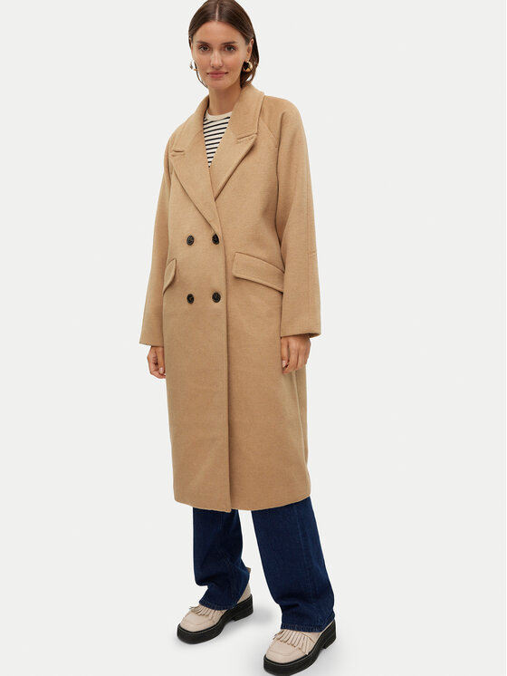 Vero Moda Vero Moda Gyapjú kabát Harper 10320446 Bézs Regular Fit