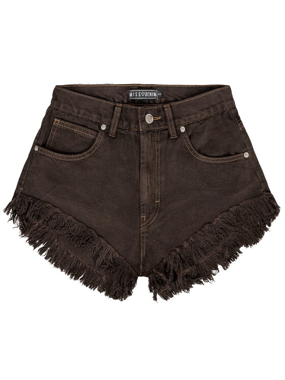 MissDenim MissDenim Džínsové šortky High Waist Hnedá Regular Fit
