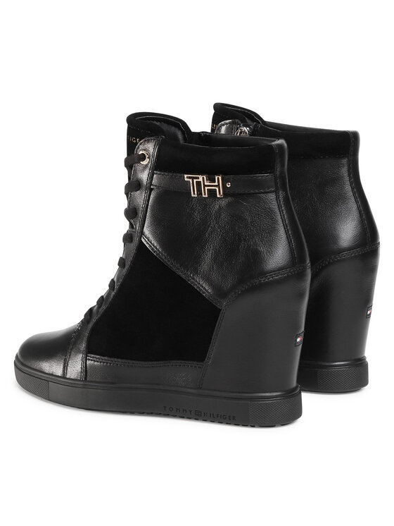 sneakersy tommy hilfiger hardware sneaker wedge fw0fw04303 black 990