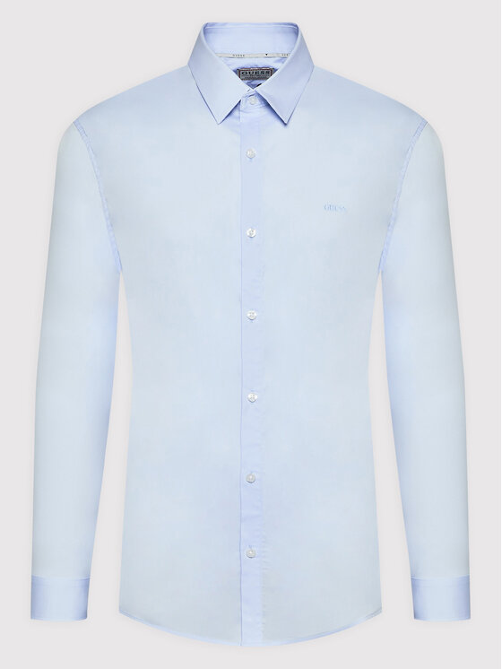 Guess Guess Košulja Sunset M1YH20 W7ZK1 Svijetloplava Slim Fit