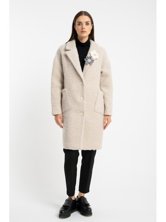 CLICK CLICK Παλτό χειμωνιάτικο 70-0016 Μπεζ Regular Fit