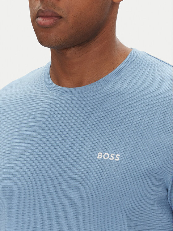 BOSS BOSS Koszulka piżamowa Waffle T-Shirt 50535891 Błękitny Regular Fit