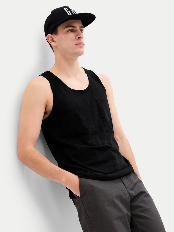 Gap Gap Tank top marškinėliai 545873-00 Juoda Regular Fit