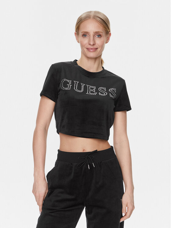 Guess T-shirt V3BI01 KBXI2 Crna Boxy Fit